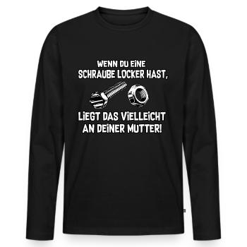 Schraube locker - Männer Premium Bio Langarmshirt - Schwarz - Vorne - Nico (187cm)