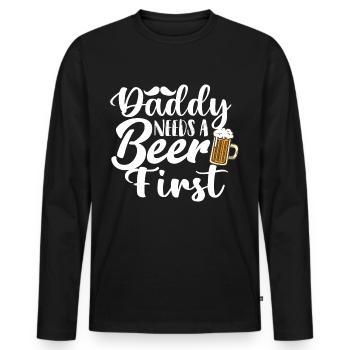 Cadeau de fête des pères pour papa pour la fête des hommes - T-shirt manches longues Premium bio Homme - noir - Devant - Nico (187cm)