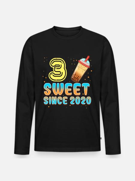 3rd Birthday Bubble Tee - Men's Premium Organic Long Sleeve Shirt - black