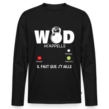 Le Wod M'Appelle Sport Entrainement Humour Homme - T-shirt manches longues Premium bio Homme - noir - Devant - Nico (187cm)