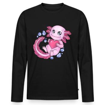 Süßes Axolotl Unter Wasser mit niedlich Herz - Männer Premium Bio Langarmshirt - Schwarz - Vorne - Nico (187cm)