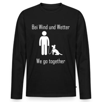 Bei Wind und Wetter - we go together - Männer Premium Bio Langarmshirt - Schwarz - Vorne - Nico (187cm)