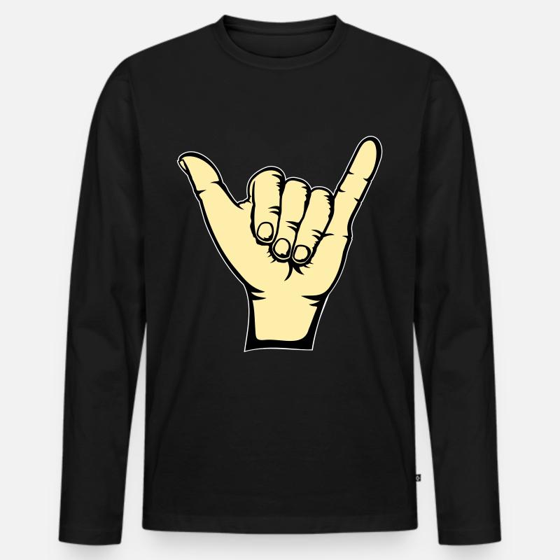 Surfen Symbol Hand - Männer Premium Bio Langarmshirt - Schwarz