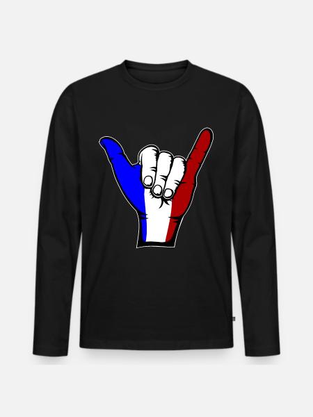 France Flag Surfing Symbol - Men's Premium Organic Long Sleeve Shirt - black