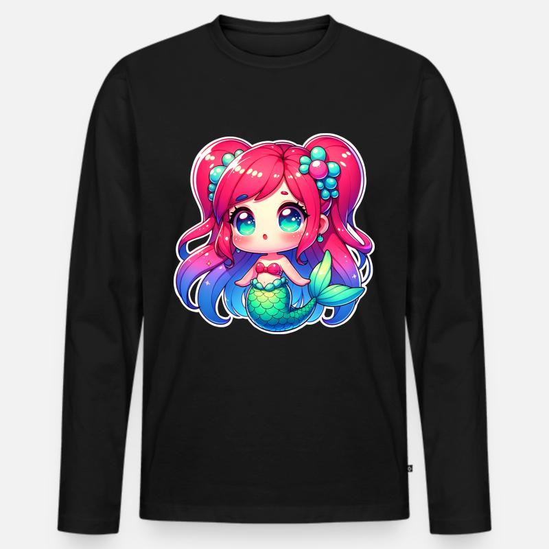 Meerjungfrau - Männer Premium Bio Langarmshirt - Schwarz