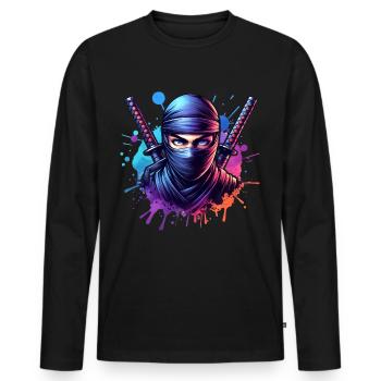 Ninja - Men's Premium Organic Long Sleeve Shirt - black - Front - Nico (187cm)