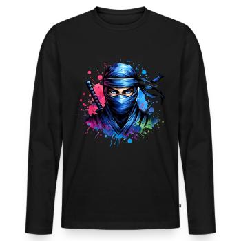 Ninja - Men's Premium Organic Long Sleeve Shirt - black - Front - Nico (187cm)