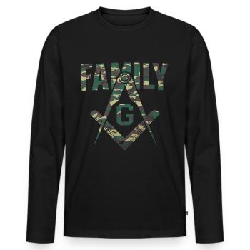 Maçon Maçonnique Camo Famille Franc-Maçon - T-shirt manches longues Premium bio Homme - noir - Devant - Nico (187cm)