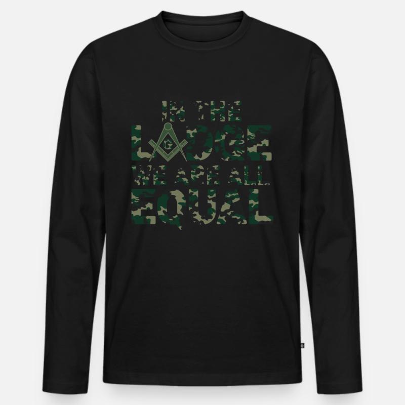 Mason Masonic Camo Freemason - Männer Premium Bio Langarmshirt - Schwarz