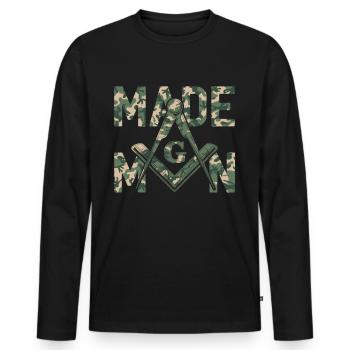 Fait Homme Maçon Maçon Maçon Camo Franc-maçon - T-shirt manches longues Premium bio Homme - noir - Devant - Nico (187cm)