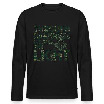 Maçon Maçon Maçon Camo Franc-maçon - T-shirt manches longues Premium bio Homme - noir - Devant - Nico (187cm)