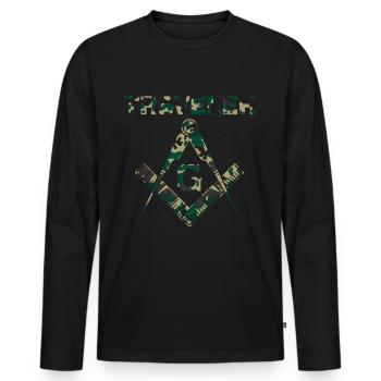 Voyageur Maçon Maçon Maçon Camo Franc-maçon - T-shirt manches longues Premium bio Homme - noir - Devant - Nico (187cm)