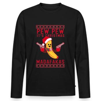 Funny Christmas banana - Men's Premium Organic Long Sleeve Shirt - black - Front - Nico (187cm)