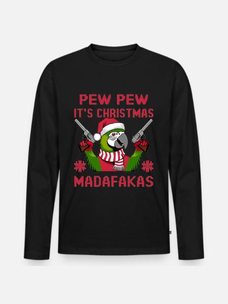 Funny Christmas parrot - Men's Premium Organic Long Sleeve Shirt - black