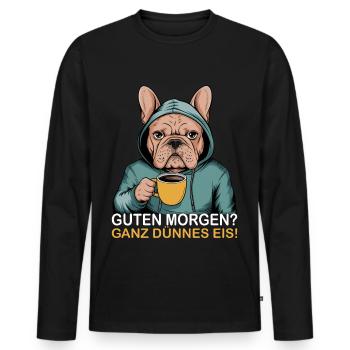 Good morning very thin cream french - Men's Premium Organic Long Sleeve Shirt - black - Front - Nico (187cm)