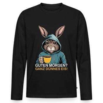 Good morning very thin funny rabbit - Men's Premium Organic Long Sleeve Shirt - black - Front - Nico (187cm)