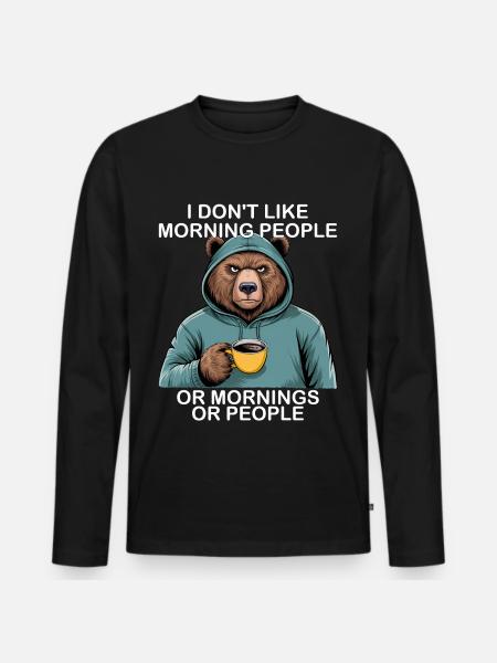 Funny Bear Grizzly - Men's Premium Organic Long Sleeve Shirt - black