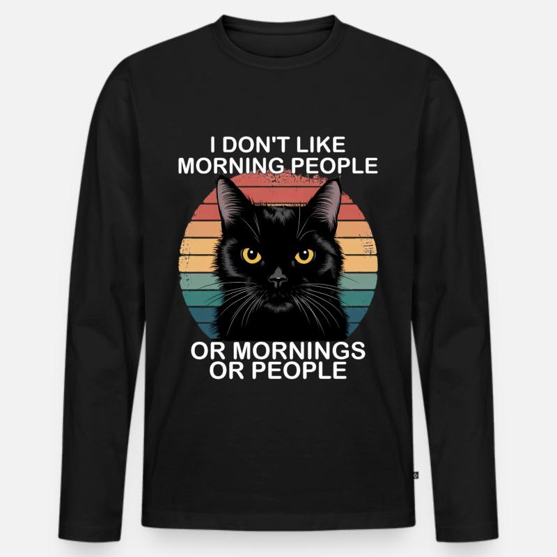 Lustige Schwarze Katze - Männer Premium Bio Langarmshirt - Schwarz