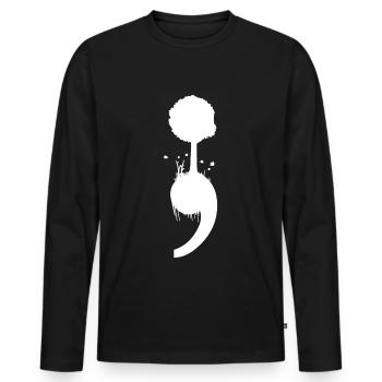 Santé mentale Dépression Point-virgule - T-shirt manches longues Premium bio Homme - noir - Devant - Nico (187cm)