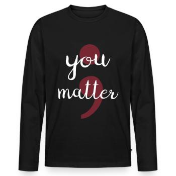 Mental Health Depression Semicolon - Men's Premium Organic Long Sleeve Shirt - black - Front - Nico (187cm)