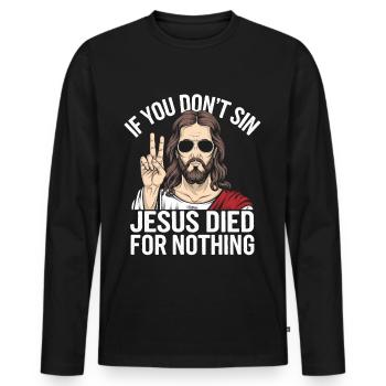 Christ Reformed Christian God Theology - Men's Premium Organic Long Sleeve Shirt - black - Front - Nico (187cm)
