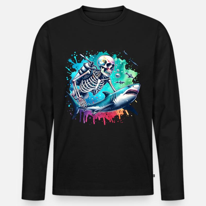 Tauchen Taucher - Männer Premium Bio Langarmshirt - Schwarz