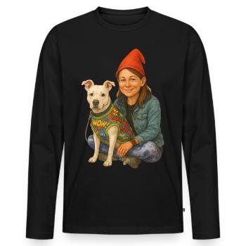 Zwerg mit Hund - Männer Premium Bio Langarmshirt - Schwarz - Vorne - Nico (187cm)
