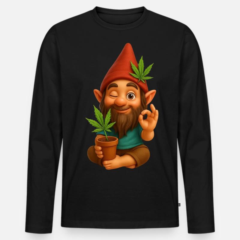 Cooler Zwerg mit Cannabis - Männer Premium Bio Langarmshirt - Schwarz