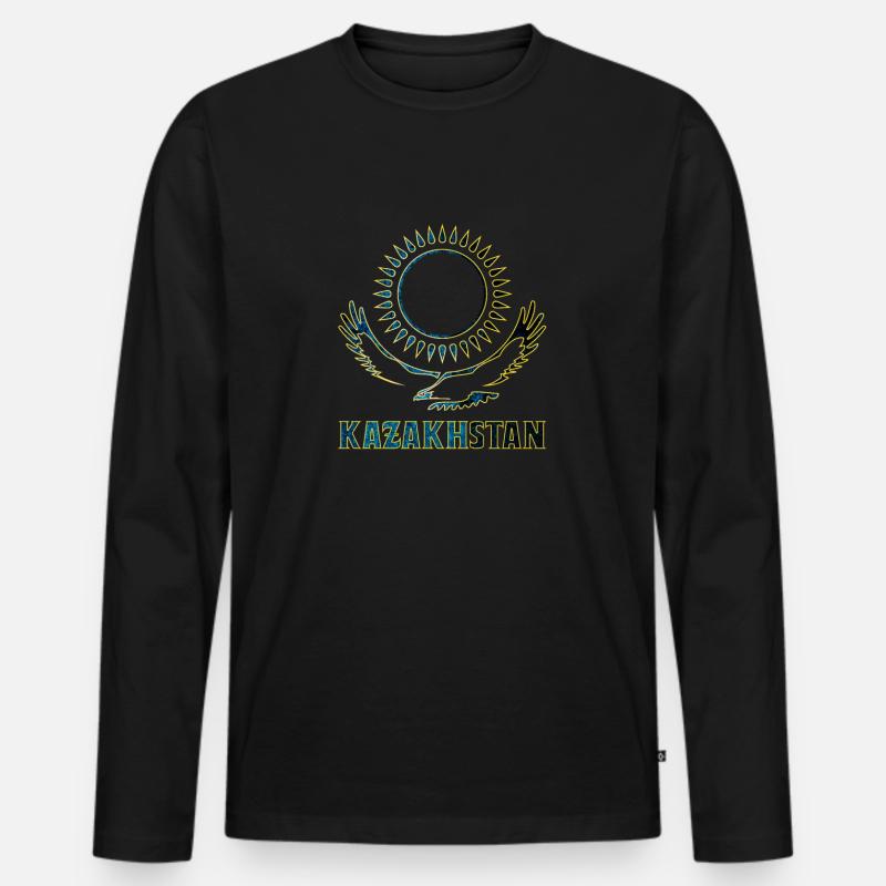 Kasachstan Steppenadler Geschenk - Männer Premium Bio Langarmshirt - Schwarz