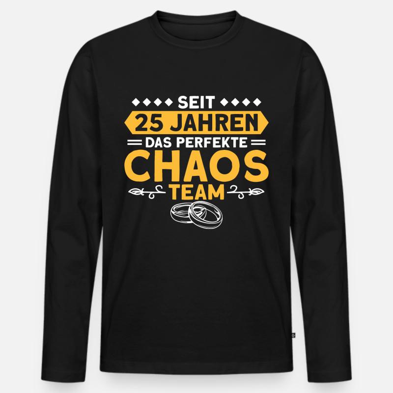 Verheiratet Ehepaar Silberhochzeit - Männer Premium Bio Langarmshirt - Schwarz