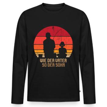 Angeln Angler Wie der Vater so der Sohn - Männer Premium Bio Langarmshirt - Schwarz - Vorne - Nico (187cm)
