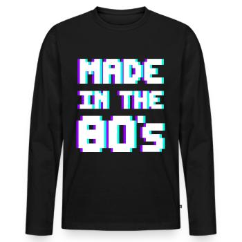 MADE IN THE 80's Eighties Original - Men's Premium Organic Long Sleeve Shirt - black - Front - Nico (187cm)