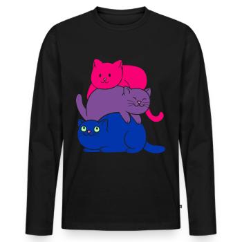 Bisexual Pride Cat Bisexual Cute Cats Pile - Männer Premium Bio Langarmshirt - Schwarz - Vorne - Nico (187cm)