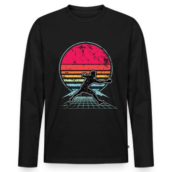 Table tennis - Men's Premium Organic Long Sleeve Shirt - black - Front - Nico (187cm)