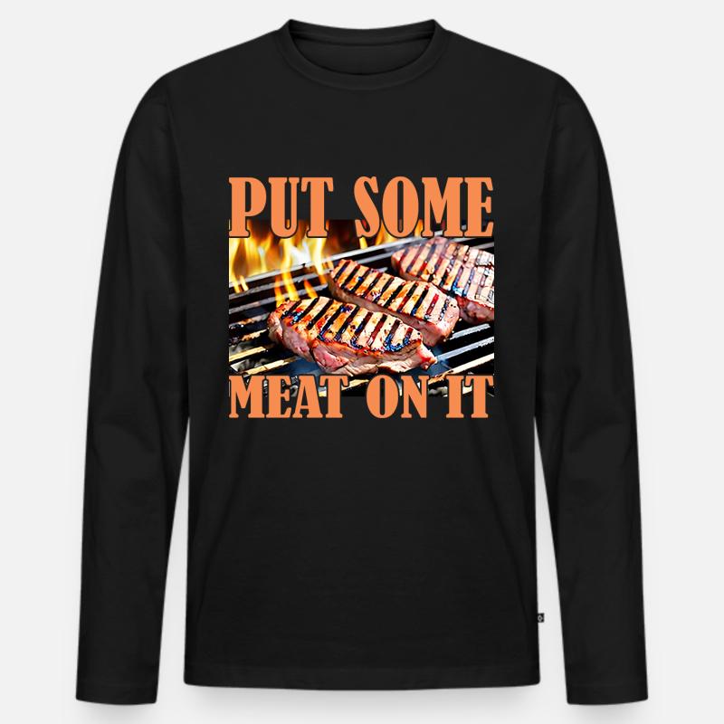 Ich liebe Fleisch - Männer Premium Bio Langarmshirt - Schwarz