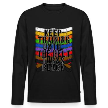 Entraînement Arts Martiaux Ceinture Noire Karaté Jiu Jitsu - T-shirt manches longues Premium bio Homme - noir - Devant - Nico (187cm)