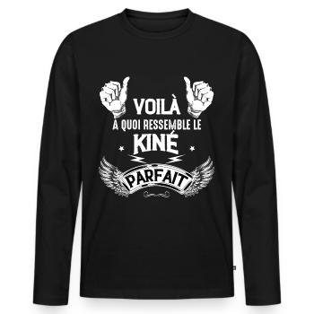 Kiné parfait Citation Homme Kinésithérapeute - T-shirt manches longues Premium bio Homme - noir - Devant - Nico (187cm)