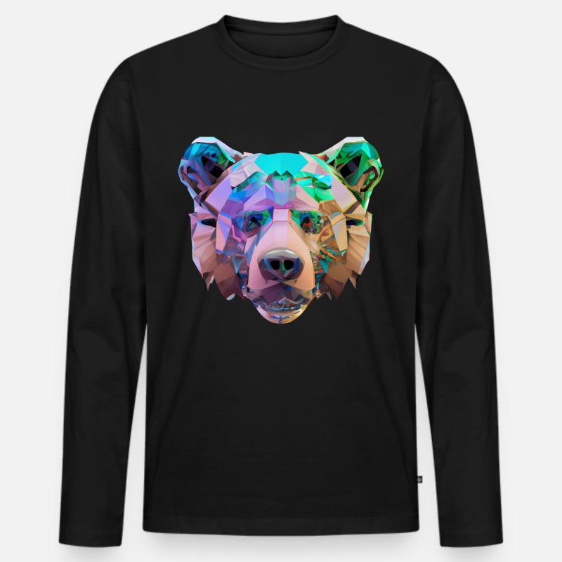 Farbenfroher Polygon Bär - Männer Premium Bio Langarmshirt - Schwarz
