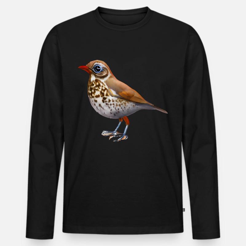 Drossel Vogel - Männer Premium Bio Langarmshirt - Schwarz