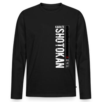 Karaté Shotokan Kanji Art Martial Japon - T-shirt manches longues Premium bio Homme - noir - Devant - Nico (187cm)