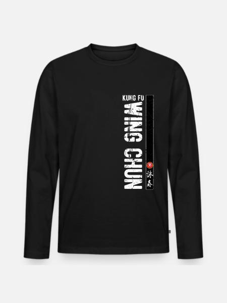Kung fu Wing Chun Kanji Chińska sztuka walki - Ekologiczna męska koszulka z długim rękawem Premium - czarny