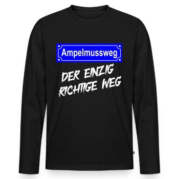 Ampelmussweg - Männer Premium Bio Langarmshirt - Schwarz - Vorne - Nico (187cm)