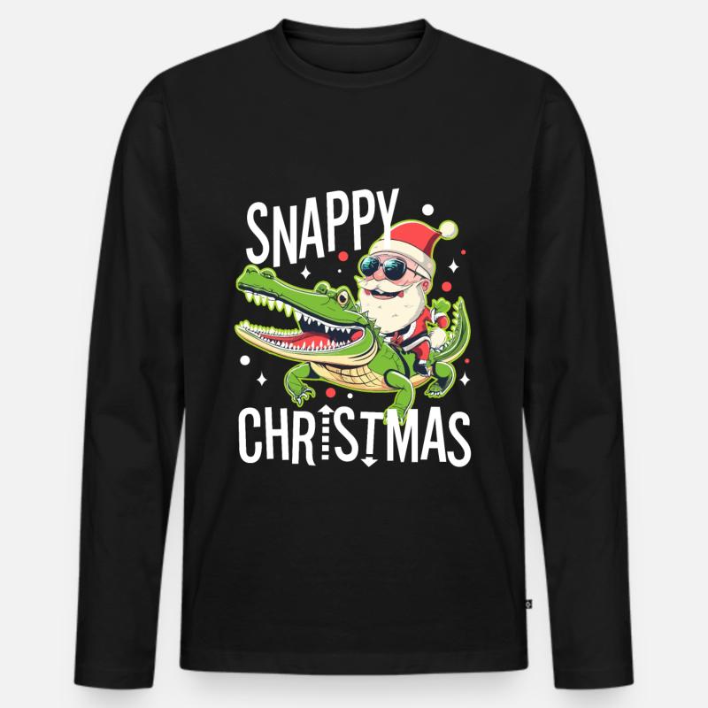 Snappy christmas - Männer Premium Bio Langarmshirt - Schwarz