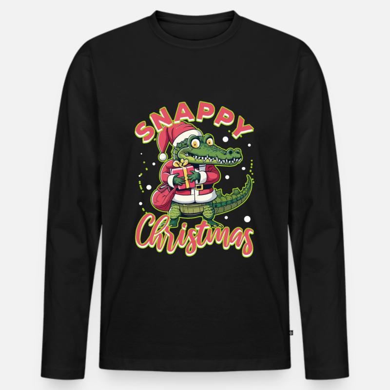 Snappy christmas - Männer Premium Bio Langarmshirt - Schwarz