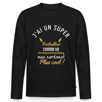 Footballeuse je suis une super Footballeuse - T-shirt manches longues Premium bio Homme - noir - Devant - Nico (187cm)