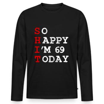 Anniversaire 69 Anniversaire Année Naissance Drôle - T-shirt manches longues Premium bio Homme - noir - Devant - Nico (187cm)