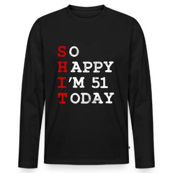 Anniversaire 51 Anniversaire Année Naissance Drôle - T-shirt manches longues Premium bio Homme - noir - Devant - Nico (187cm)