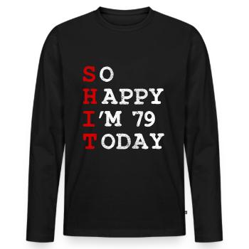 Anniversaire 79 Anniversaire Année Naissance Drôle - T-shirt manches longues Premium bio Homme - noir - Devant - Nico (187cm)