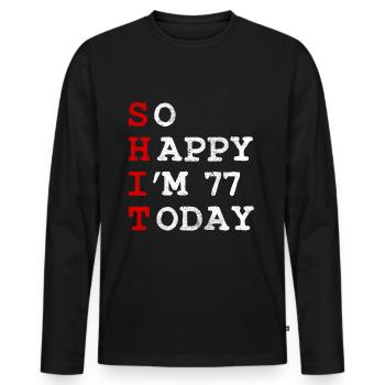 Birthday 77 Birthday Year Birth Funny - Men's Premium Organic Long Sleeve Shirt - black - Front - Nico (187cm)