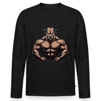 Bull Bull Muscles Beast Gym - T-shirt manches longues Premium bio Homme - noir - Devant - Nico (187cm)